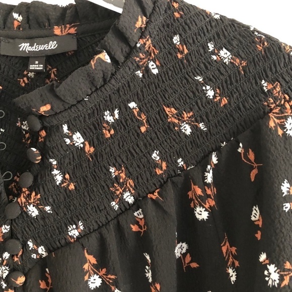 Madewell Smockneck Floral Mini Print Long Sleeve Size Smocked Wrist Size Small - Picture 7 of 14